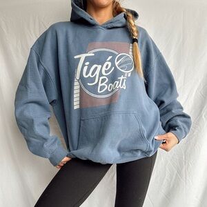 Vintage Blue Graphic Boat Hoodie